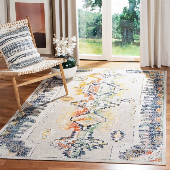 SAFAVIEH Crystal Qiana Oriental Area Rug, Light Gray/Orange, 4' x 6'