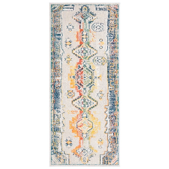 SAFAVIEH Crystal Qiana Oriental Runner Rug, Light Gray/Orange, 2'2" x 5'