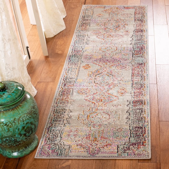 SAFAVIEH Crystal Qiana Oriental Runner Rug, Light Gray/Purple, 2'2" x 5'