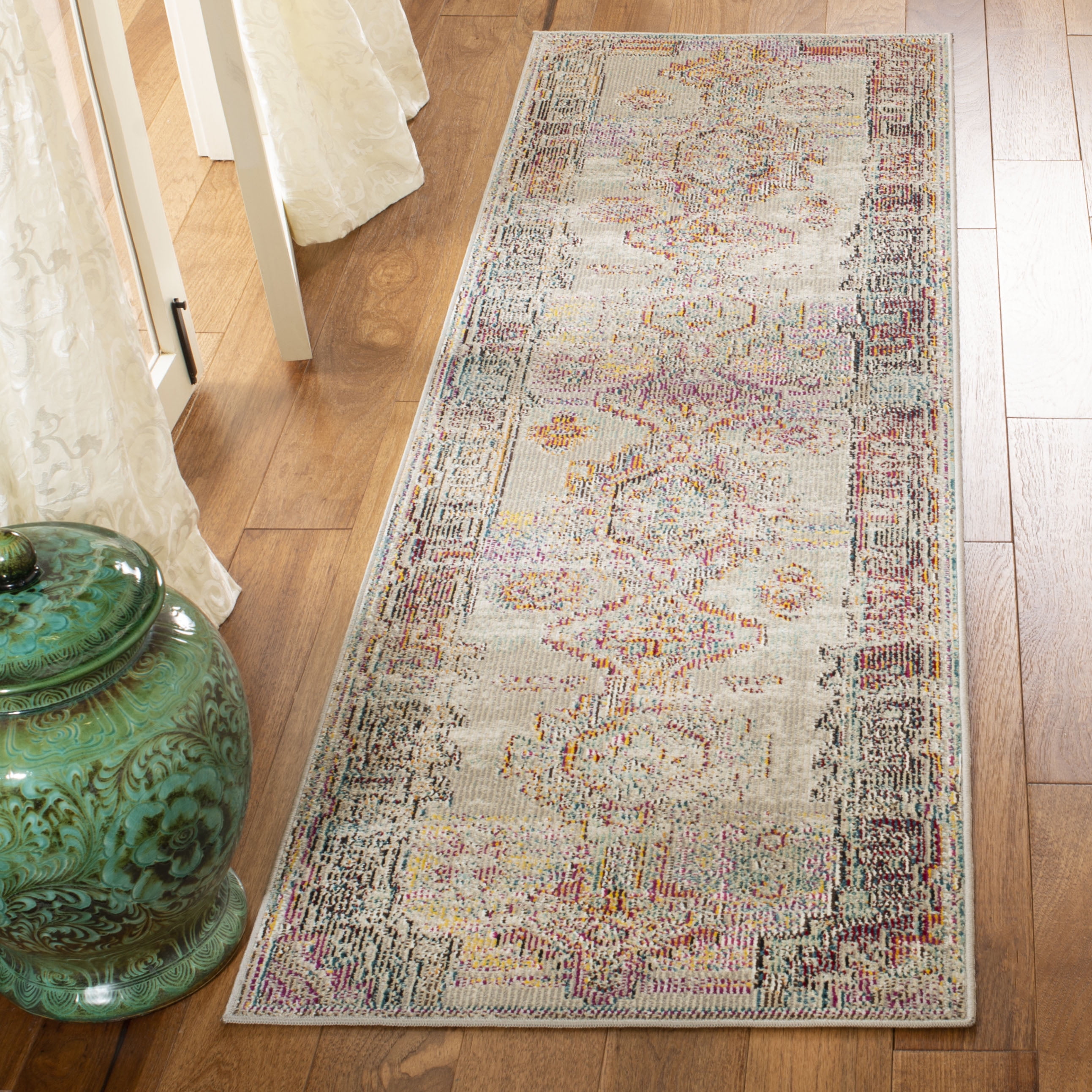 Reversible Easy-Care Stain-Resistant Gray Synthetic Rug
