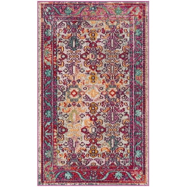 SAFAVIEH Crystal Quinlan Oriental Area Rug, Light Blue/Fuchsia, 3' x 5'