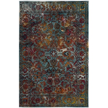 SAFAVIEH Crystal Sally Traditional Area Rug, Light Blue/Orange, 5' x 8'