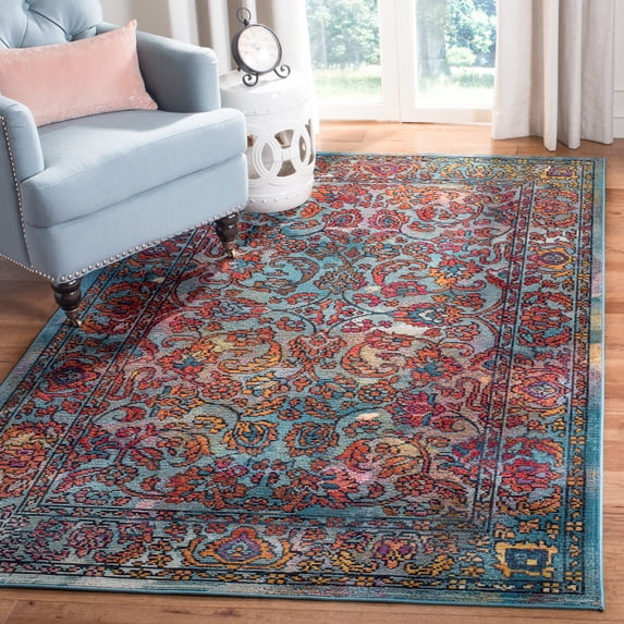 SAFAVIEH Crystal Sally Oriental Area Rug, Light Blue/Orange, 8' x 10'