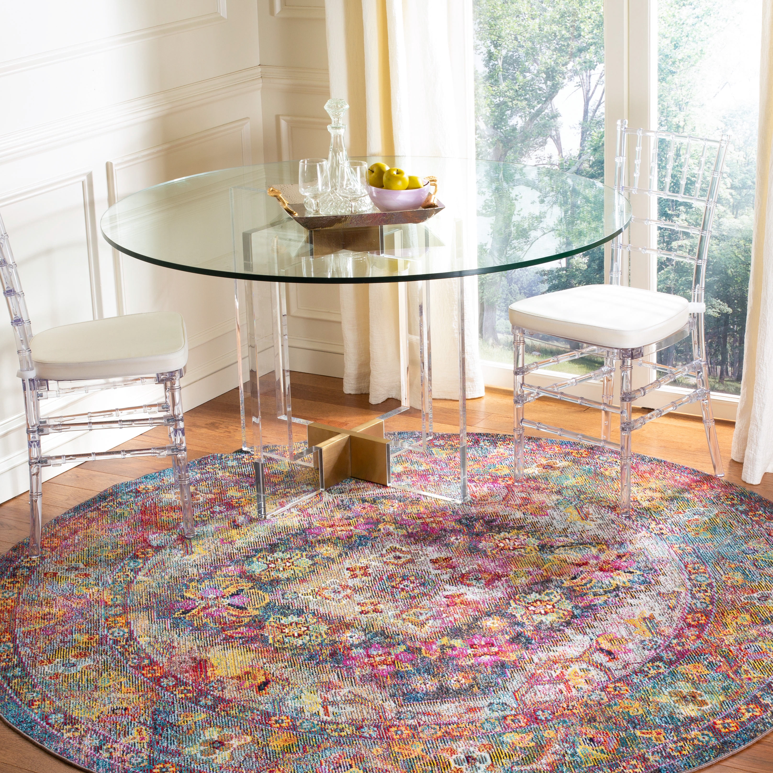 SAFAVIEH Crystal Salma Oriental Area Rug, Navy/Light Blue, 7' x 7 ...