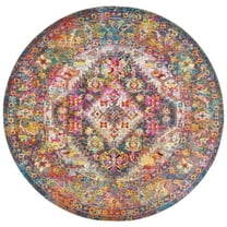 SAFAVIEH Crystal Salma Oriental Area Rug, Navy/Light Blue, 7' x 7' Round