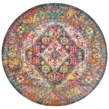 SAFAVIEH Crystal Salma Oriental Area Rug, Navy/Light Blue, 7' x 7' Round