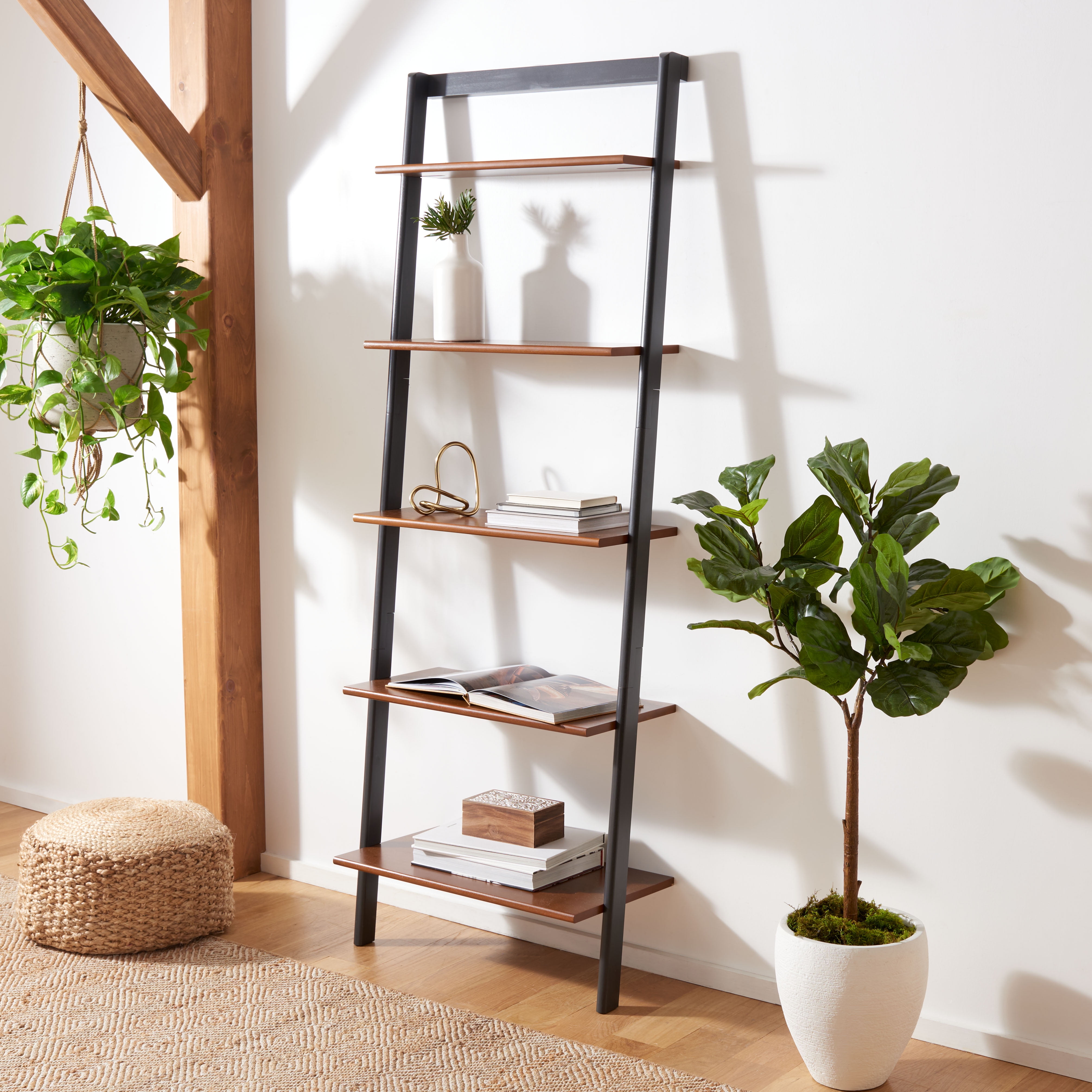 Cullyn Honey Brown Mahogany 5-Tier Leaning Etagere