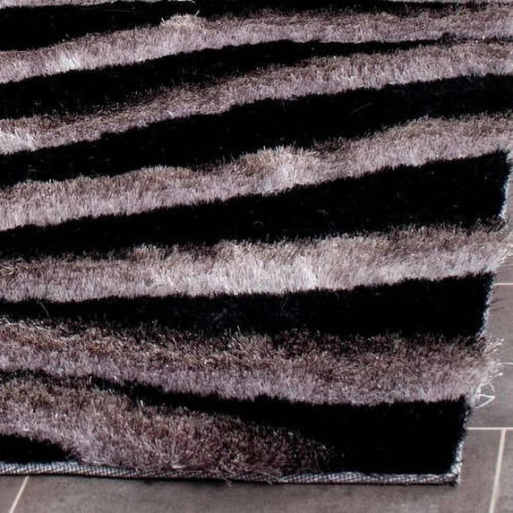 SAFAVIEH Curtis Abstract Plush Shag Area Rug, Black/Grey, 8' x 10'