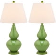 thumbnail image 1 of SAFAVIEH Cybil 26 in. Green Glass Table Lamp with Off-White Cotton Shade, Set of 2, 1 of 8