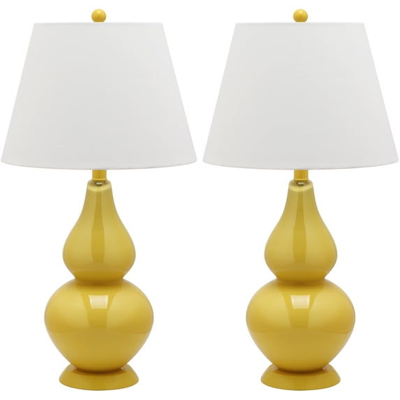Safavieh 2-Piece Contemporary Table Lamp, Yellow with White Shades (2 Count)