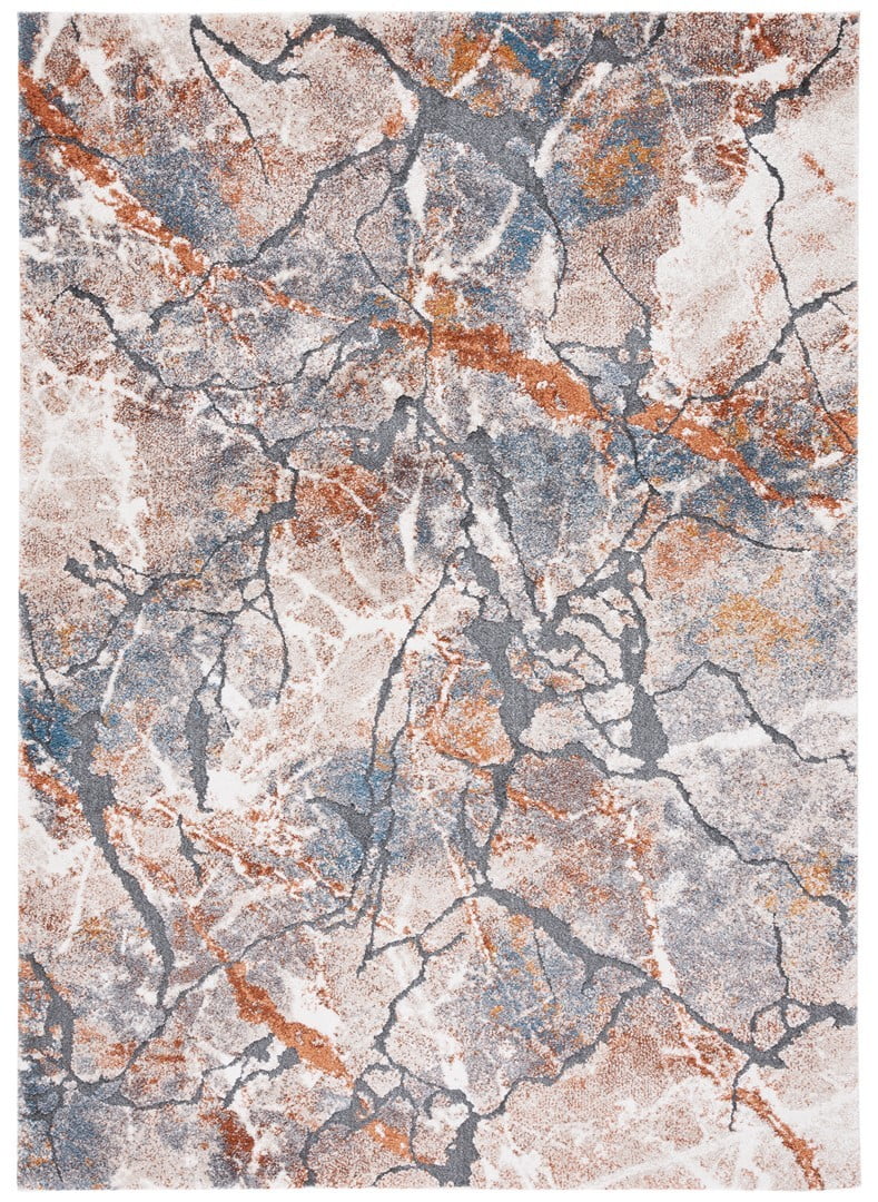 Cyrus Gray and Rust Abstract Shag Area Rug