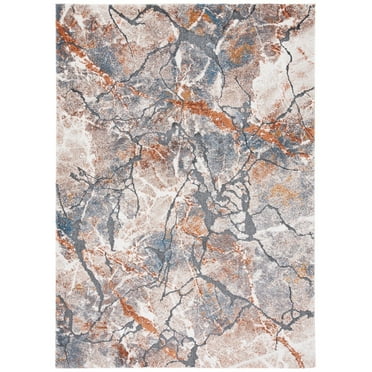 SAFAVIEH Cyrus Augustin Abstract Shag Area Rug, 5'5" x 7'6", Grey/Rust