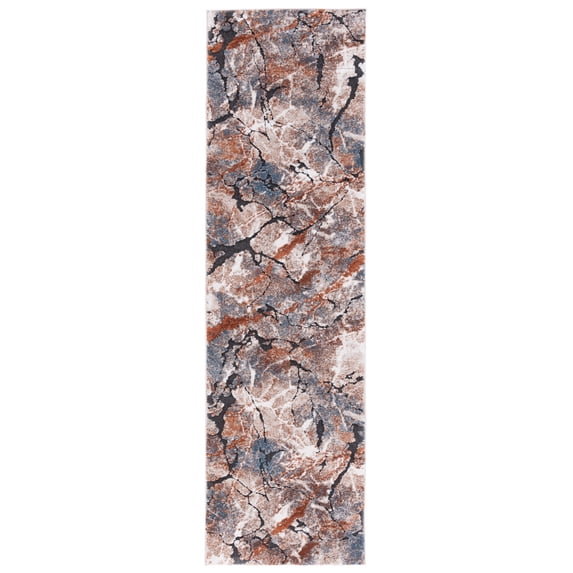 SAFAVIEH Cyrus Augustin Abstract Shag Runner Rug, Gray/Rust, 2'2" x 7'9"