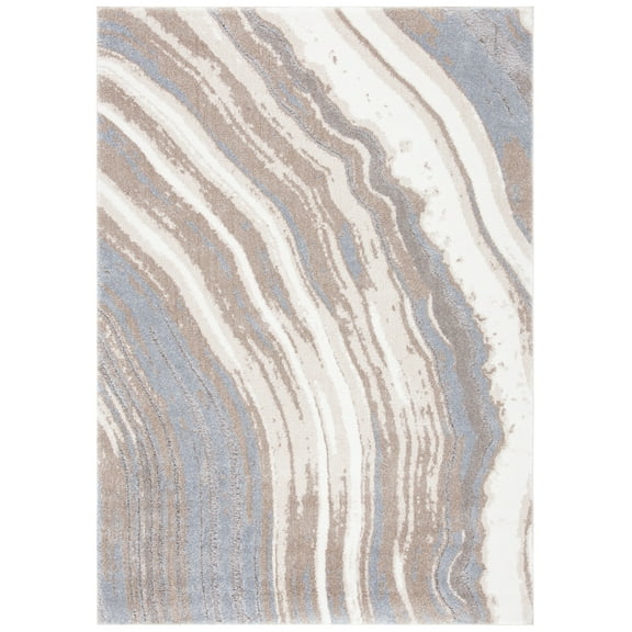 SAFAVIEH Cyrus Blanca Abstract Shag Area Rug, Ivory/Grey, 3' x 5'