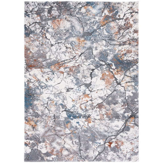 SAFAVIEH Cyrus Darian Abstract Shag Area Rug, Gray/Ivory, 5'5" x 7'6"