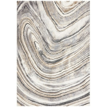 SAFAVIEH Cyrus Dogon Abstract Shag Area Rug, 5'5" x 7'6", Ivory/Grey
