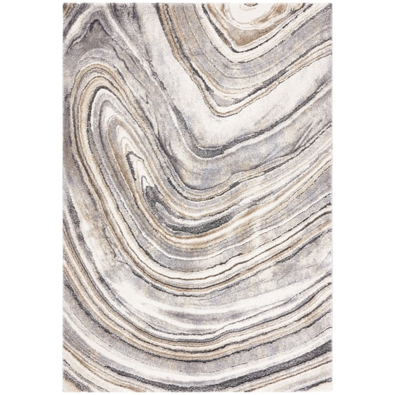 SAFAVIEH Cyrus Dogon Abstract Shag Area Rug, Ivory/Gray, 8' x 10'