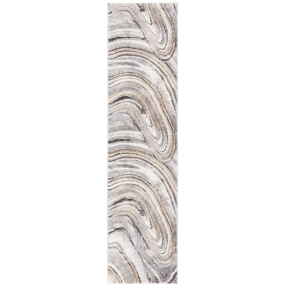 SAFAVIEH Cyrus Dogon Abstract Shag Runner Rug, Ivory/Gray, 2'2" x 9'