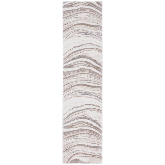 SAFAVIEH Cyrus Henderson Abstract Shag Runner Rug, Ivory/Gray, 2'2" x 9'