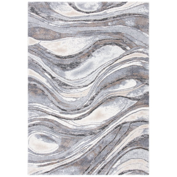 SAFAVIEH Cyrus Ifrit Abstract Shag Area Rug, Gray/Beige, 5'5" x 7'6"