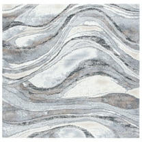 SAFAVIEH Cyrus Ifrit Abstract Shag Area Rug, Gray/Beige, 4'5" x 4'5" Square