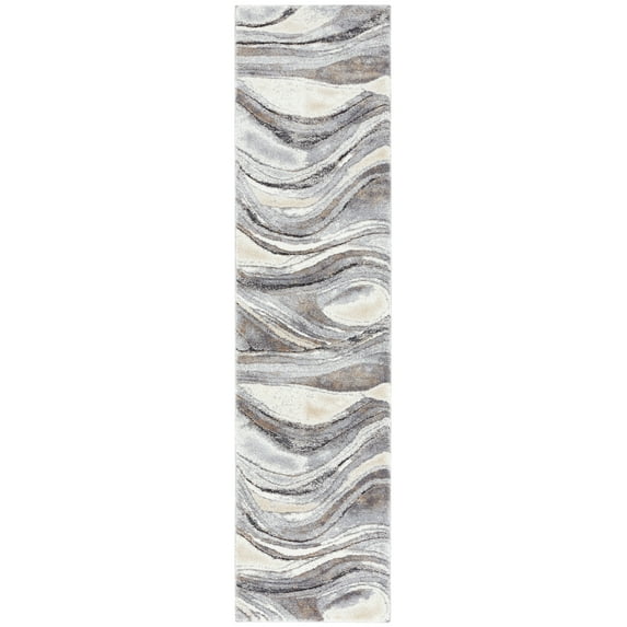 SAFAVIEH Cyrus Ifrit Abstract Shag Runner Rug, Gray/Beige, 2'2" x 7'