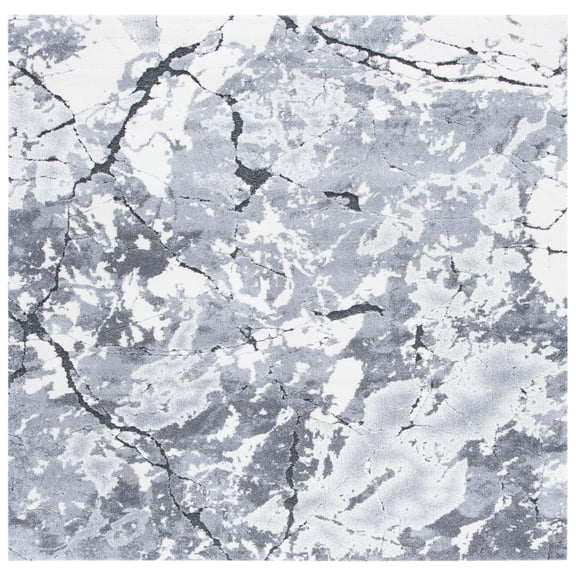 SAFAVIEH Cyrus Kaitlyn Abstract Shag Area Rug, Gray/Ivory, 6'7" x 6'7" Square