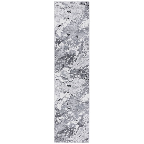 SAFAVIEH Cyrus Kaitlyn Abstract Shag Runner Rug, Gray/Ivory, 2'2" x 9'