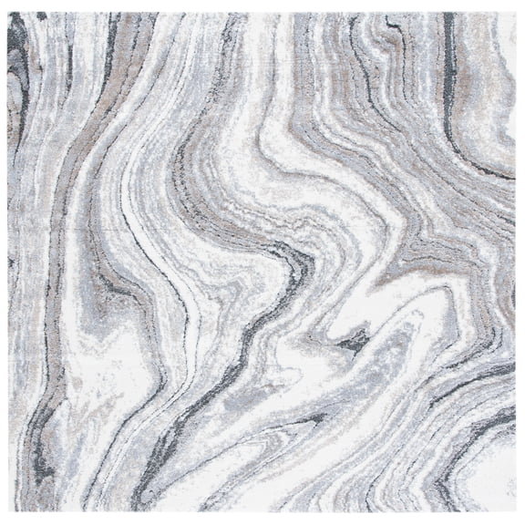 SAFAVIEH Cyrus Lance Abstract Shag Area Rug, Gray/Beige, 6'7" x 6'7" Square