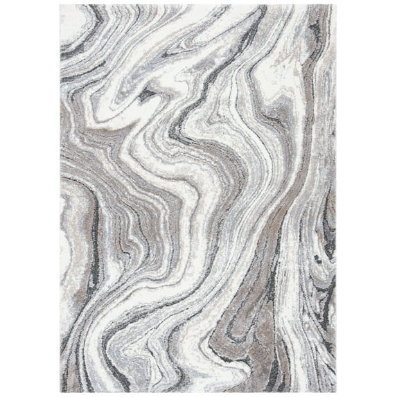 SAFAVIEH Cyrus Lance Abstract Shag Area Rug, Gray/Beige, 4'5" x 6'5"