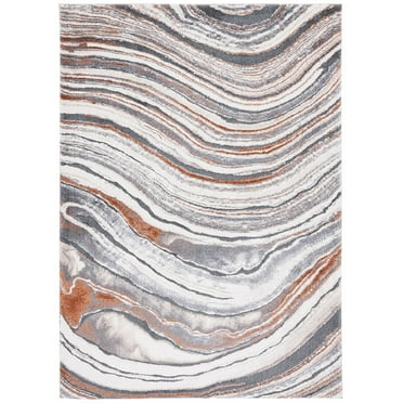 SAFAVIEH Cyrus Lesleigh Abstract Shag Area Rug, 5'5" x 7'6", Grey/Rust