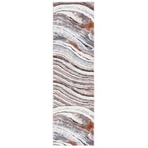 SAFAVIEH Cyrus Lesleigh Abstract Shag Runner Rug, Gray/Rust, 2'2" x 7'