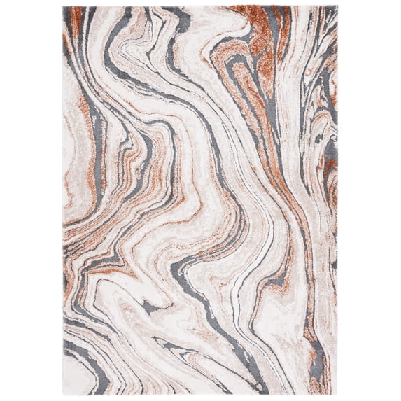 SAFAVIEH Cyrus Penelope Abstract Shag Area Rug, Beige/Rust, 9' x 12'