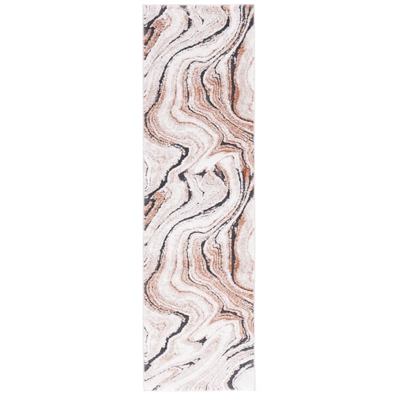 SAFAVIEH Cyrus Penelope Abstract Shag Runner Rug, Beige/Rust, 2'2" x 7'9"