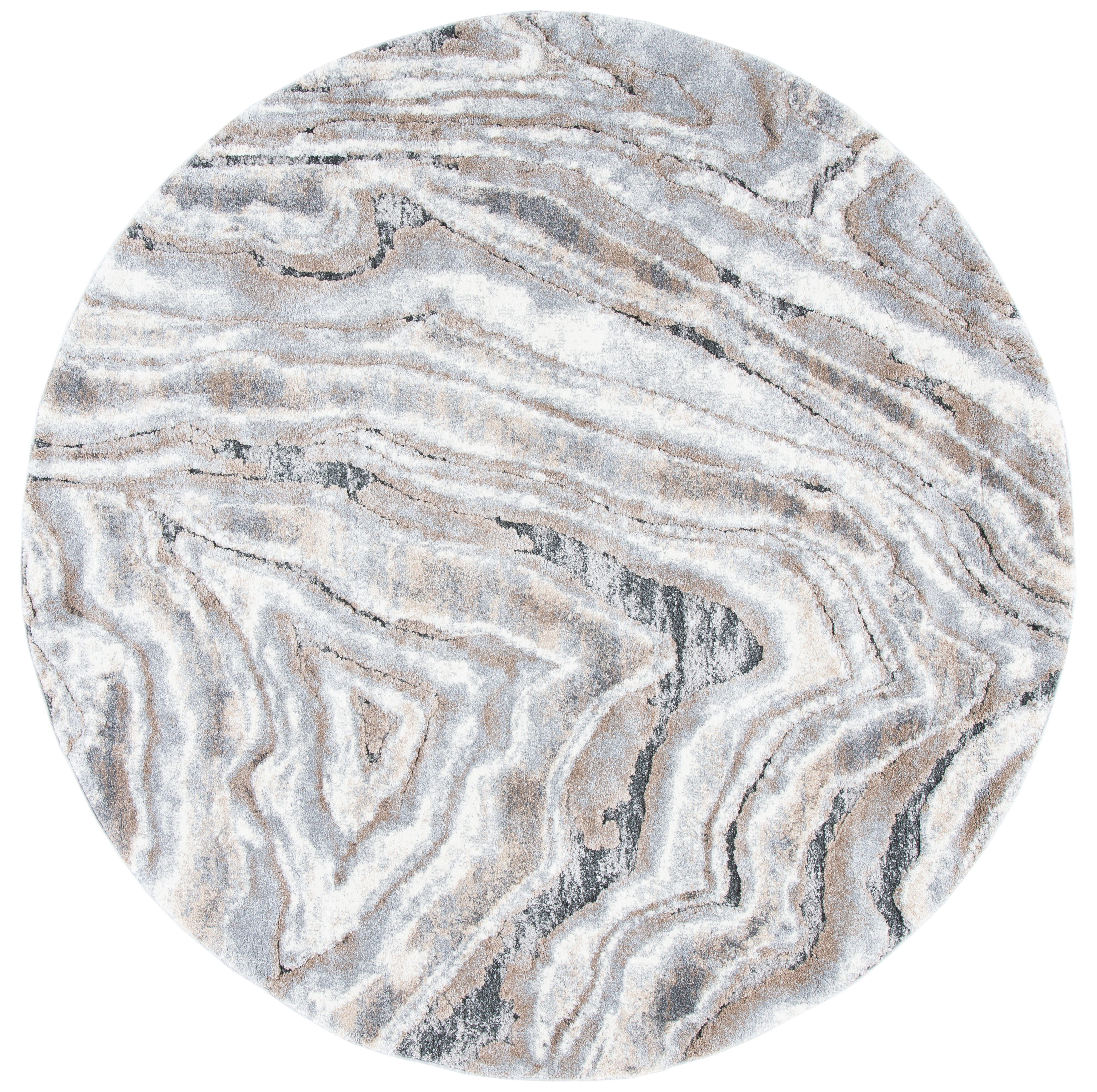 Roman Rug Round SAFAVIEH Cyrus Roman Abstract Shag Area Rug, Beige/Gray, 6'7