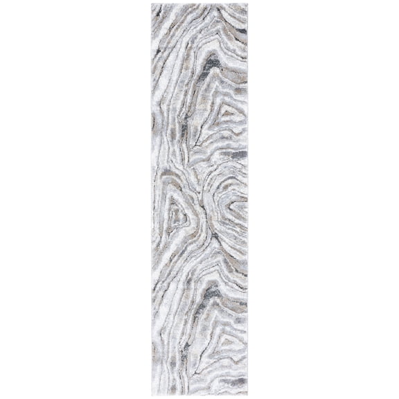 SAFAVIEH Cyrus Roman Abstract Shag Runner Rug, Beige/Gray, 2'2" x 9'