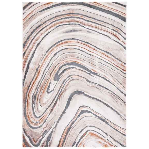 SAFAVIEH Cyrus Scarlett Abstract Shag Area Rug, Beige/Rust, 3' x 5'
