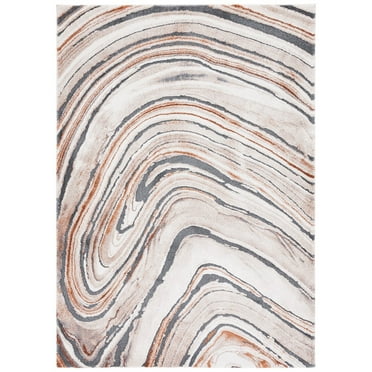 SAFAVIEH Cyrus Scarlett Abstract Shag Area Rug, 5'5" x 7'6", Beige/Rust