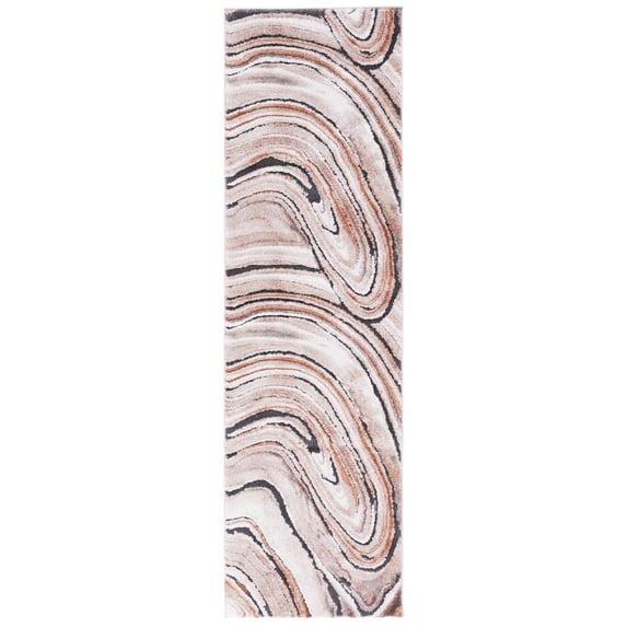 SAFAVIEH Cyrus Scarlett Abstract Shag Runner Rug, Beige/Rust, 2'2" x 7'9"