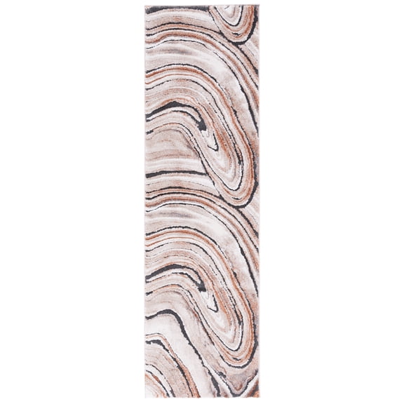 SAFAVIEH Cyrus Scarlett Abstract Shag Runner Rug, Beige/Rust, 2'2" x 7'9"