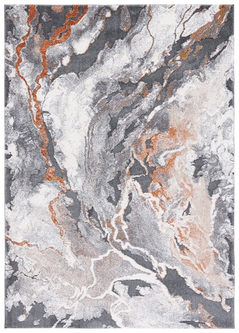 Cyrus Gray and Orange Abstract Shag Area Rug