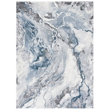 SAFAVIEH Cyrus Tendrils Abstract Shag Area Rug, 5'5" x 7'6", Ivory/Blue