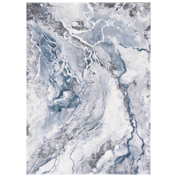 SAFAVIEH Cyrus Tendrils Abstract Shag Area Rug, Ivory/Blue, 8' x 10'