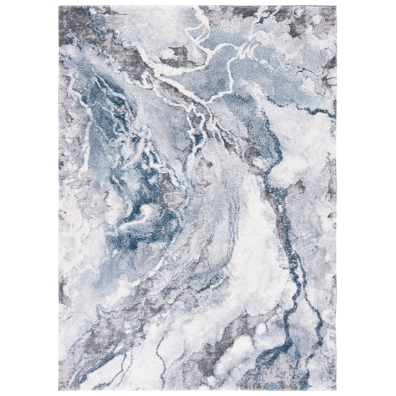SAFAVIEH Cyrus Tendrils Abstract Shag Area Rug, Ivory/Blue, 8' x 10'