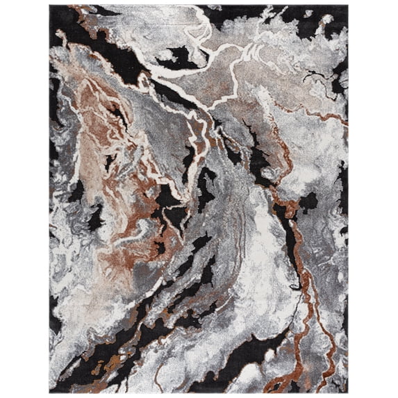 SAFAVIEH Cyrus Tendrils Abstract Shag Area Rug, Dark Gray/Orange, 9' x 12'