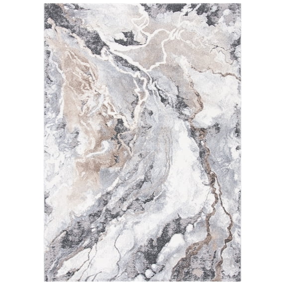SAFAVIEH Cyrus Tendrils Abstract Shag Area Rug, Gray/Beige, 9' x 12'