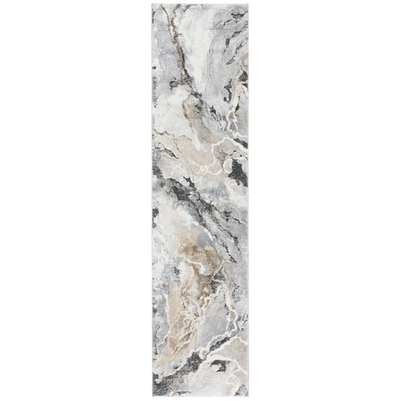 SAFAVIEH Cyrus Tendrils Abstract Shag Runner Rug, Gray/Beige, 2'2" x 5'