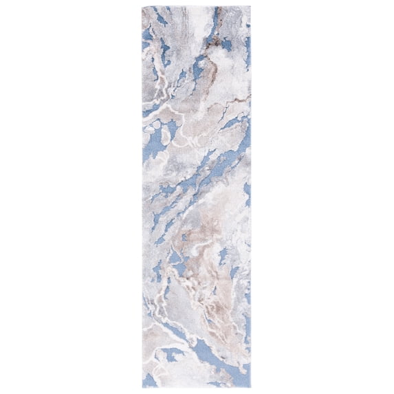 SAFAVIEH Cyrus Tendrils Abstract Shag Runner Rug, Blue/Beige, 2'2" x 7'9"