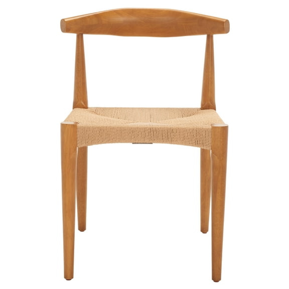 SAFAVIEH Dagney Glam Woven Paper Cord Solid Dining Bistro Chair, Walnut/Natural