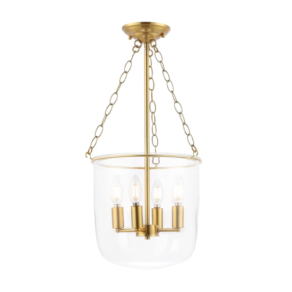 SAFAVIEH Dahye 4-Light LED Clear Metal Pendant Light with Clear Shade
